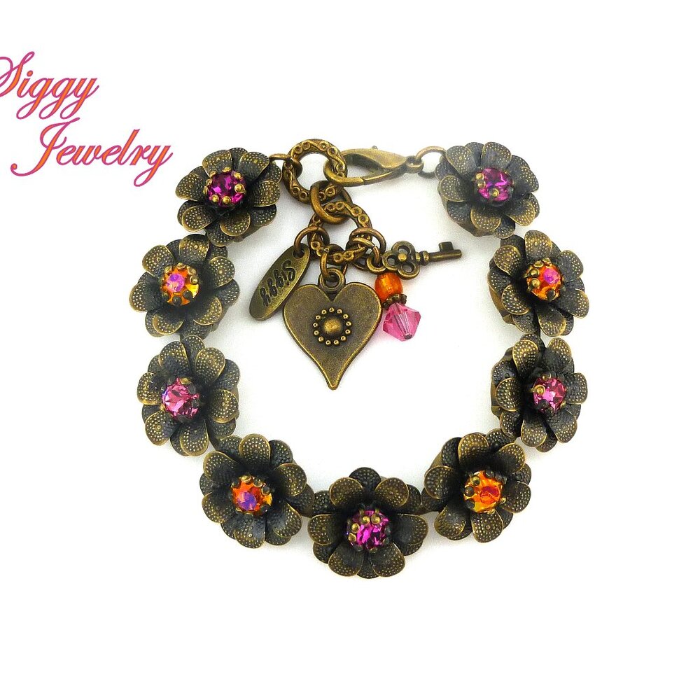 FLOWER POWER Statement Bracelet Made with Genuine Austrian Crystals